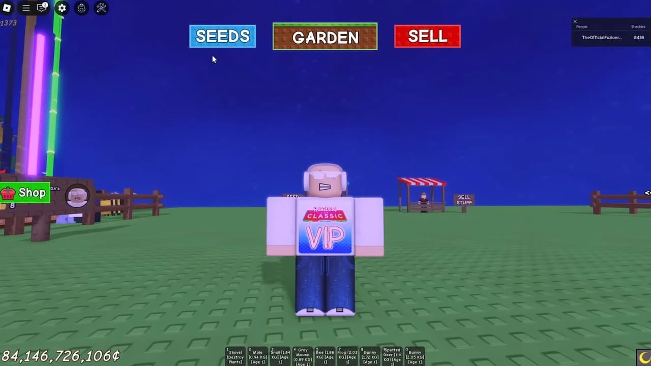 Grow a Garden Roblox admin abuse event showing chaotic weather and vibrant crop effects during a special developer-triggered moment.
