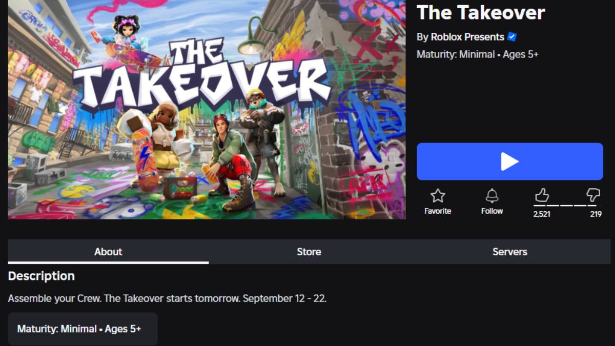 Roblox The Takeover Games List and Rewards